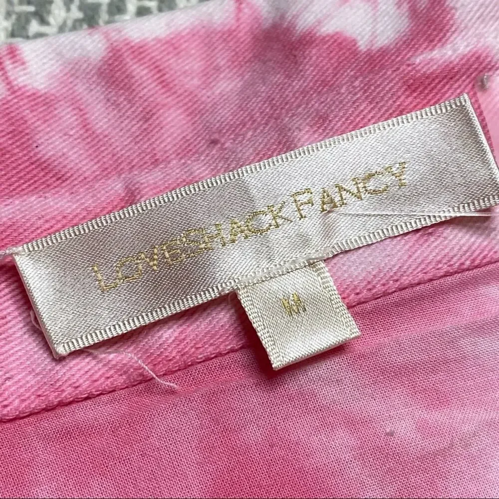 LoveShackFancy Adelade Hibiscus Hand Dye Pink Oversized Quilted Jacket Medium - Picture 13 of 15